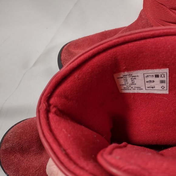 Lands' End Red Suede Boots Women Size 6.5 394102 Winter Boots Insulated - Picture 8 of 9